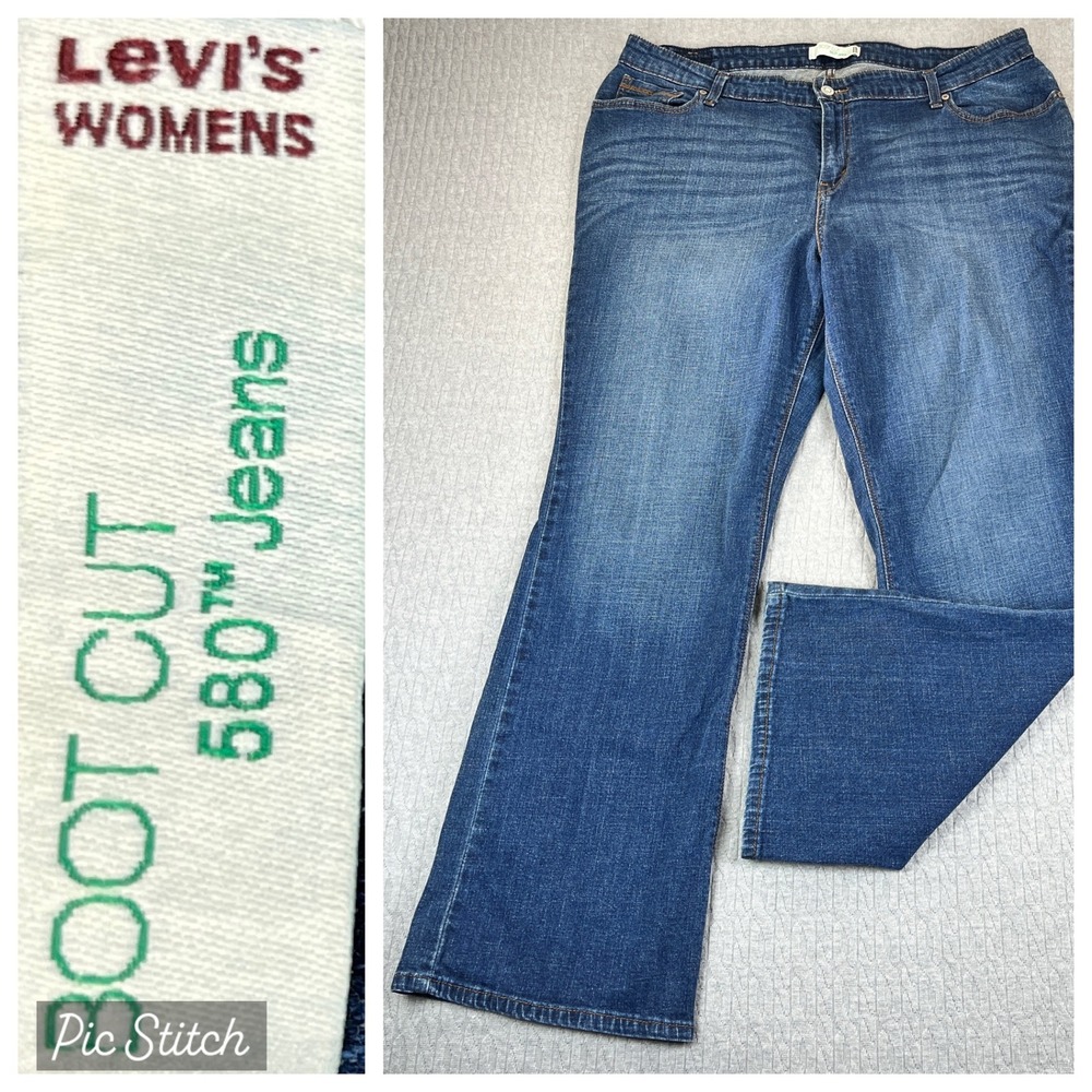 Levis 580 BootCut flap pockets Jeans Women 20M/37X31 Medium Wash high rise